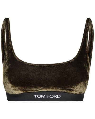Tom Ford Logo-trim Velvet Bra - Black