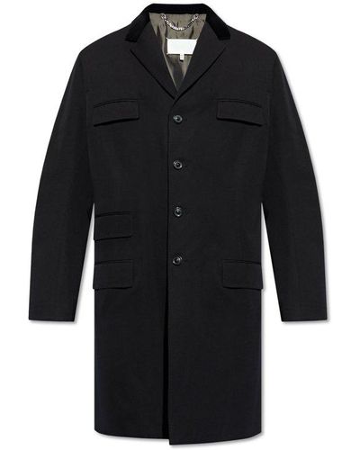 Maison Margiela Long-sleeved Two-toned Belted Coat - Black