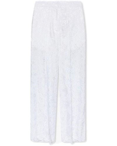 Burberry White Pants With Floral Motif