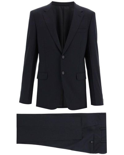 Prada Bi-stretch Canvas Suit 52 Wool - Blue