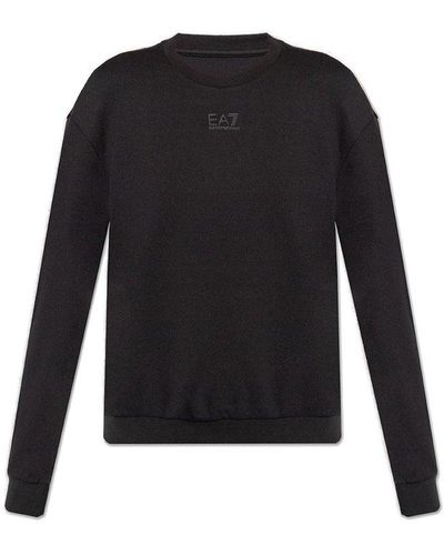 EA7 Long-sleeved Round-neck Knitted Sweater - Black