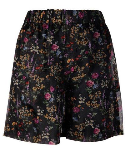 Max Mara Floral Printed High Waist Shorts - Black