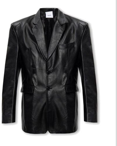 Vetements Padded Shoulder Leather Jacket - Black