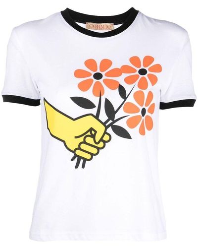 Cormio Graphic Print Crewneck T-shirt - White