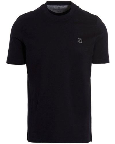 Brunello Cucinelli Logo Embroidery T-shirt - Black