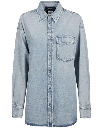 Sportmax Buttoned Long-sleeved Denim Shirt - Blue