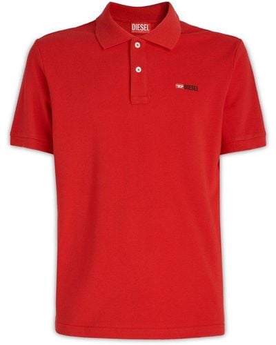 DIESEL T-smith-div Logo Printed Polo Shirt - Red
