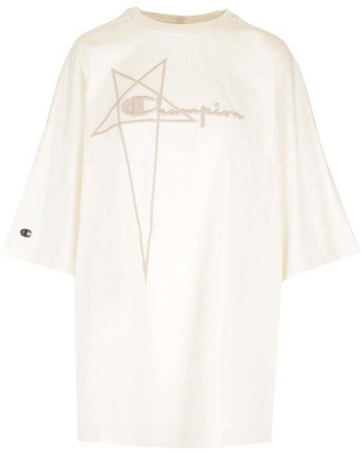 Rick Owens X Champion Logo-embroidered Crewneck T-shirt - White