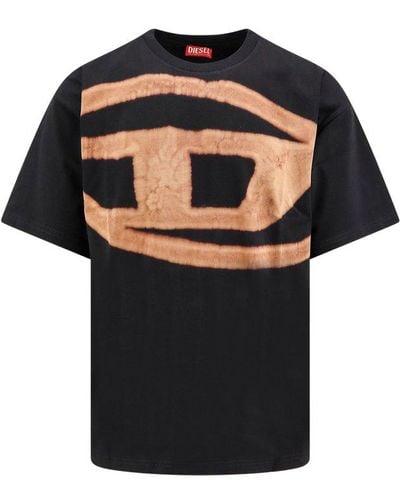 DIESEL Oval D Logo Bleached Crewneck T-shirt - Black