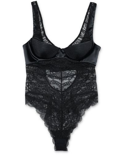 Versace Lace-detailed Stretched Bodysuit - Black