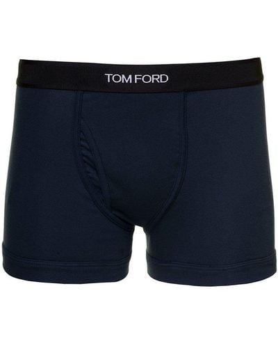 Tom Ford Logo Waistband Stretched Boxers - Blue