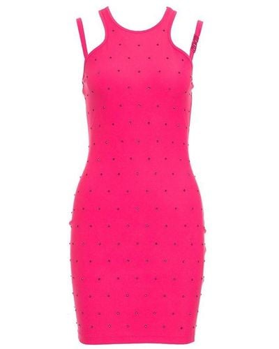 Versace Embellished Straight Hem Mini Dress - Pink