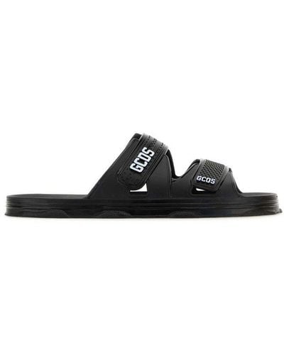 Gcds Logo Printed Touch-strap Slippers - Black