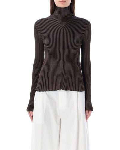 Bottega Veneta Lightweight Pleated Sweater - Black
