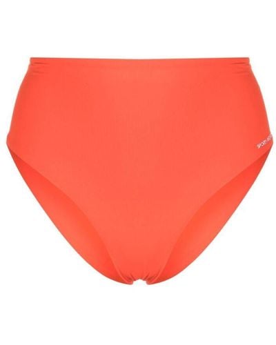 Sporty & Rich Logo Printed Bikini Bottom - Orange
