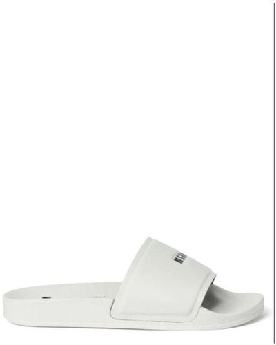 MSGM Logo Printed Open-toe Slides - White