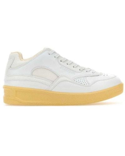 Jil Sander Round Toe Lace-up Sneakers - White