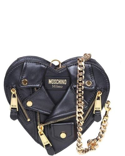 Moschino Small Heart Biker Bag - Black