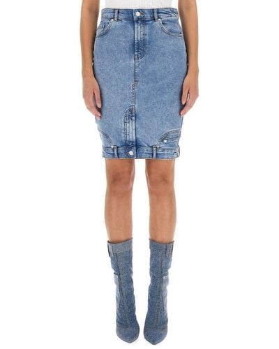 Moschino Jeans Denim Midi Skirt - Blue