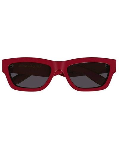 Alexander McQueen Rectangle Frame Sunglasses - Red