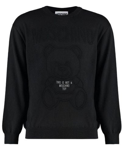 Moschino Logo Embroidered Crewneck Sweatshirt - Black