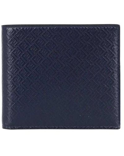 Fendi Leather Flap-Over Wallet - Blue