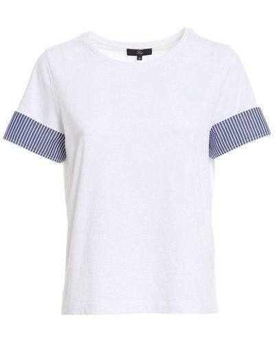 Fay Striped Sleeve Detail T-shirt - White