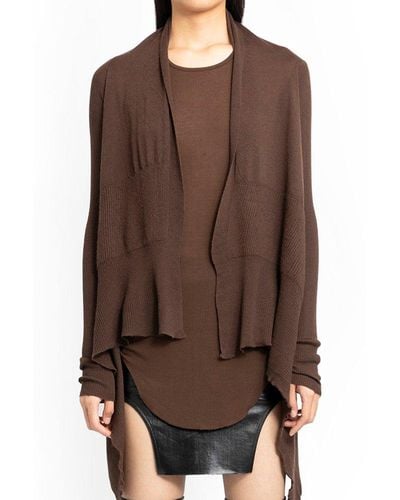 Rick Owens Fine-ribbed Open Front Cardigan - Brown