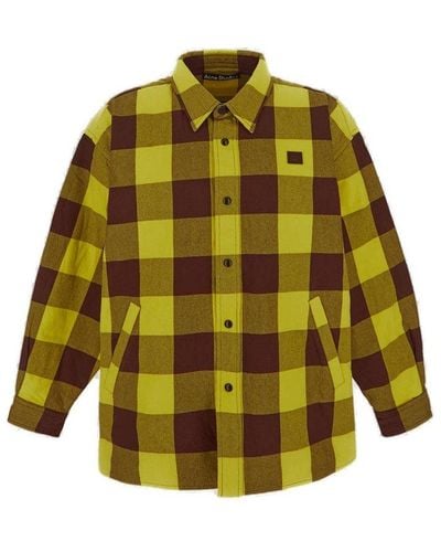 Acne Studios Checked Button-up Shirt Jacket - Yellow