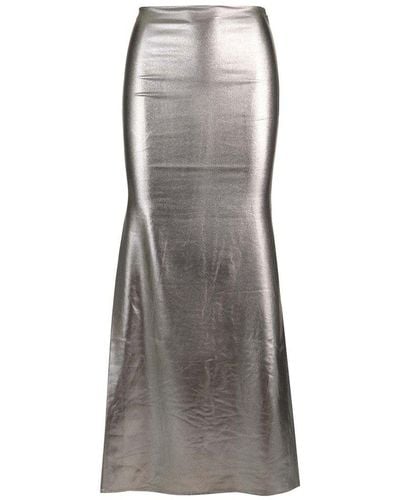 ROTATE BIRGER CHRISTENSEN A-shape Metallic Maxi Skirt - Grey