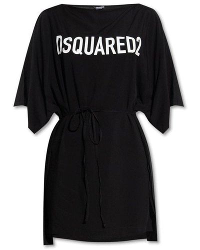 DSquared² Beach Dress With Logo - Black