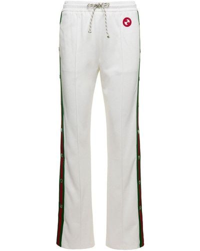 Gucci Web Striped Jersey Wide-leg Trousers - Grey