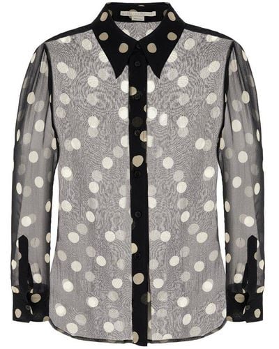 Stella McCartney Polka Dot Printed Semi-sheer Shirt - Black