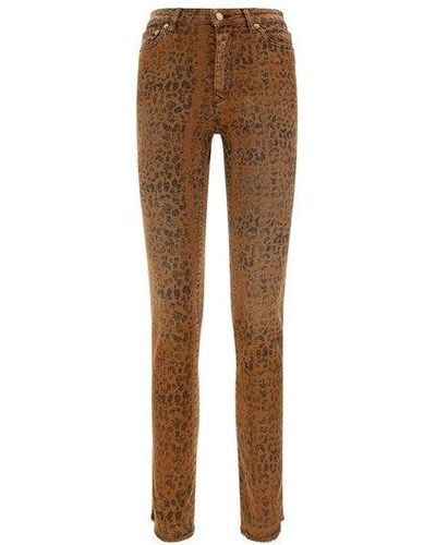 Golden Goose Leopard Printed Skinny Jeans - Brown
