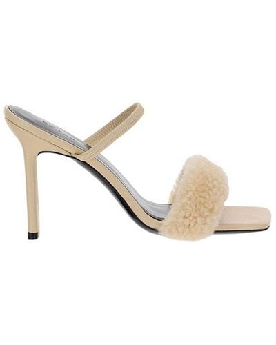 BY FAR Ada Slip-on Shearling Sandals - Natural