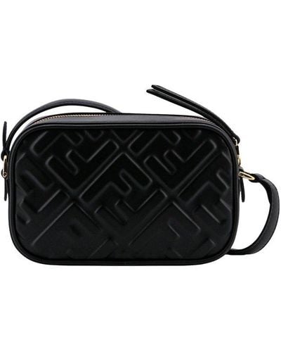 Fendi Ff Mini Leather Camera Bag - Black