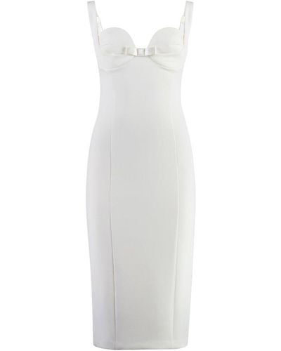 Elisabetta Franchi Bow-detail Bustier Midi Dress - White