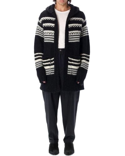 Saint Laurent Hooded Striped Mohair-blend Cardigan - Black