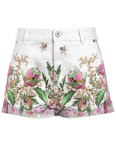 Just Cavalli Allover Floral Printed Denim Shorts - Multicolor