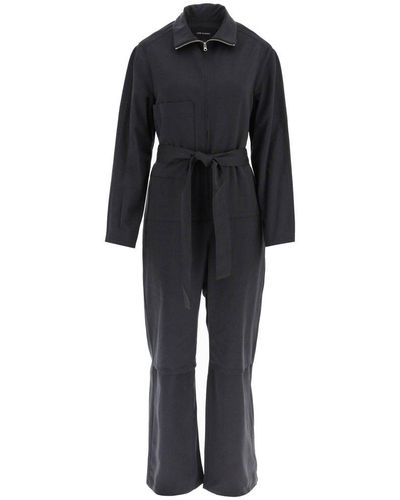Low Classic Belted Patch Pocket Jumpsuit - Grey