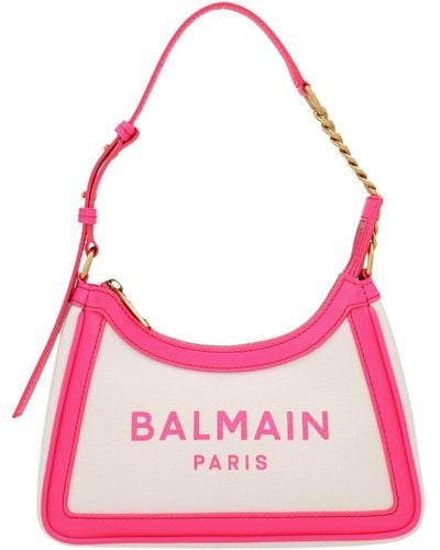 Balmain Logo Printed Zipped Shoulder Bag - Pink