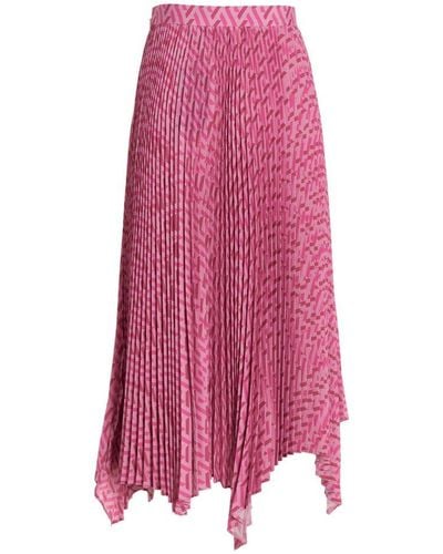 Versace Allover Logo Printed Pleated Skirt - Pink