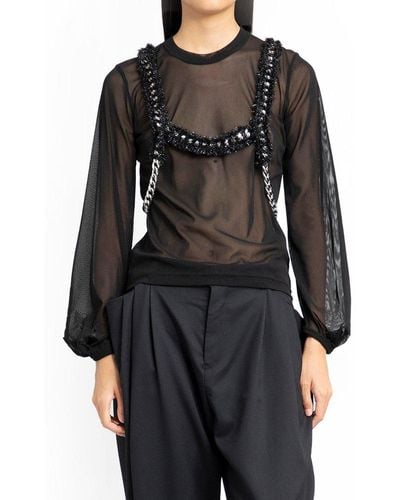Noir Kei Ninomiya Curb-chain Shirred Effect Harness Top - Black