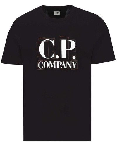 C.P. Company Logo Printed Crewneck T-shirt - Black