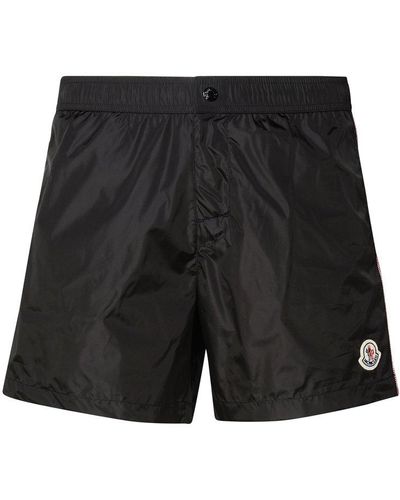 Moncler Logo Patch Drawstring Swim Shorts - Black