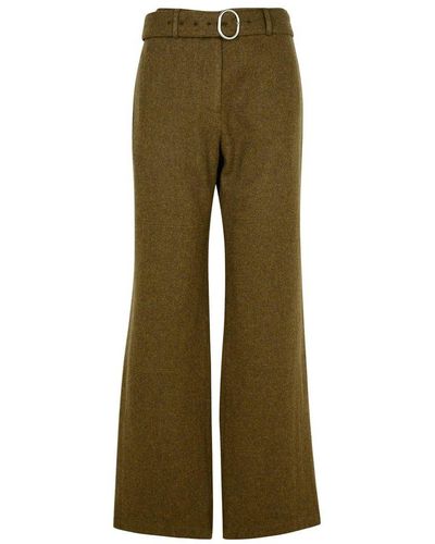Jil Sander Wool Flannel Trousers - Green