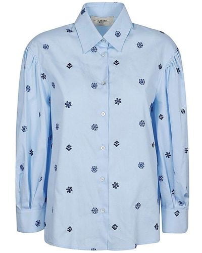 Weekend by Maxmara All-over Embroidered Long-sleeved Shirt - Blue