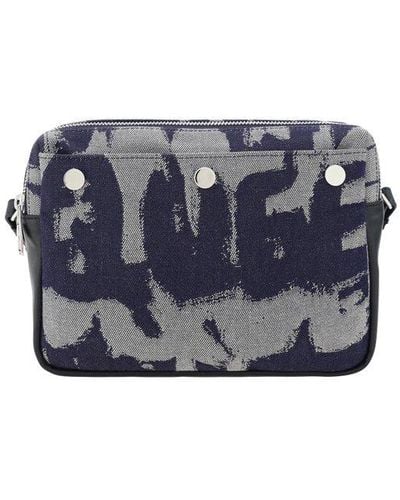 Alexander McQueen Graffiti-logo Pattern Shoulder Bag - Blue