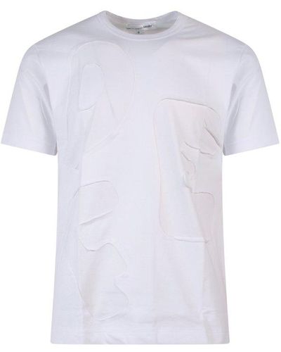 Comme des Garçons Crew Neck Short Sleeve Cotton Stitched Profile T-shirts - White
