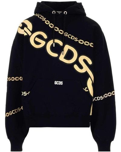 Gcds Chain-link Logo-print Hoodie - Black